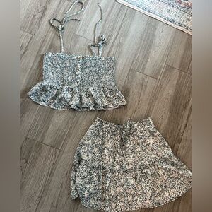 smocked shirt & skirt set